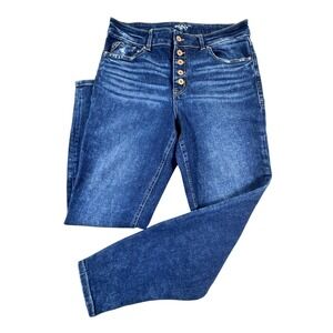 Edgely Women's 14 REG High Rise Super Skinny Button Fly Dark Wash Jeans